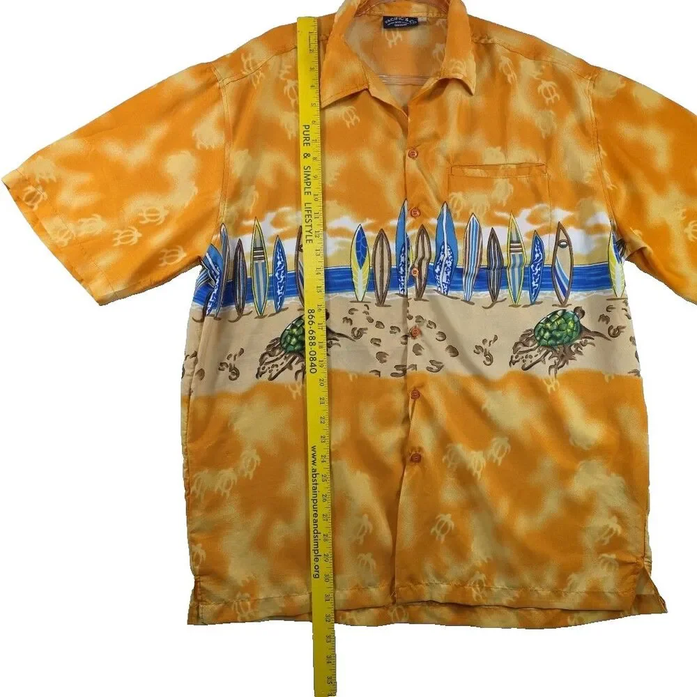 Pacific & Co Hawaiian Shirt Button Front Mens XXL Surf Boards Tropical Polyester